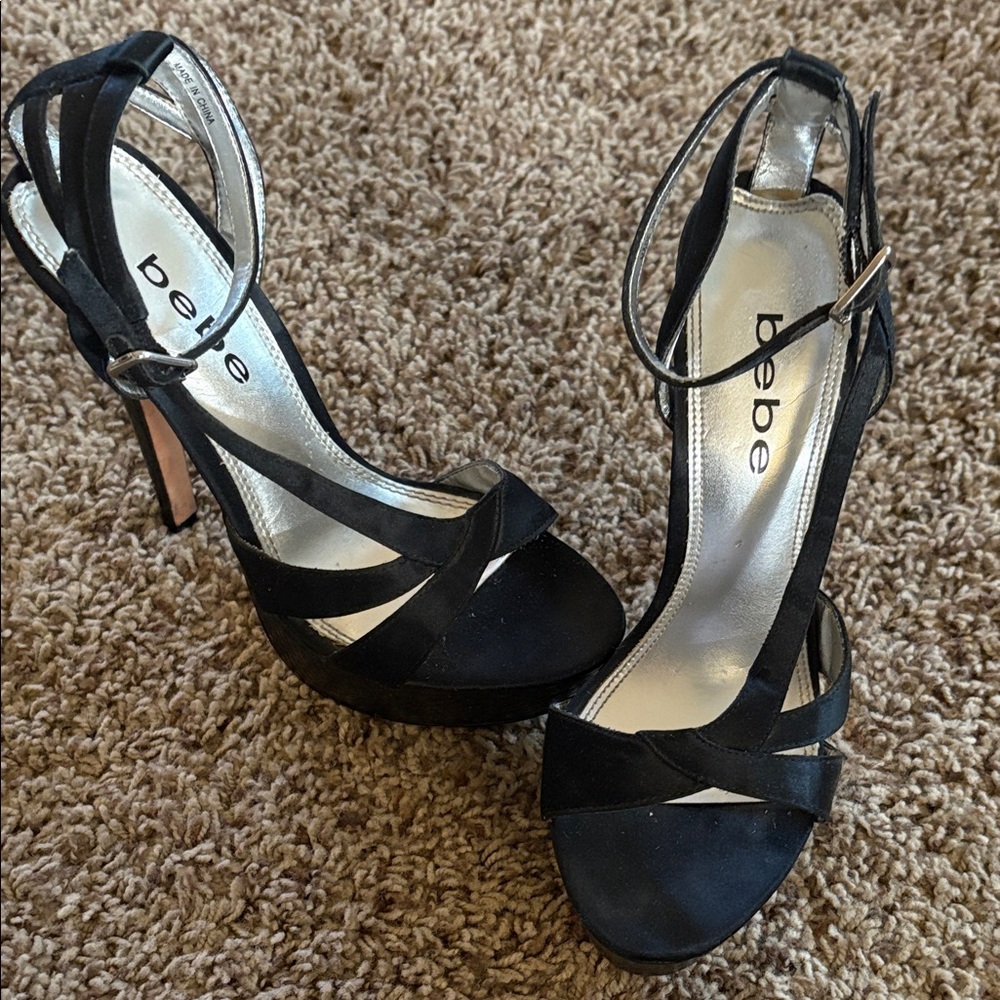 Bebe Elegant Black Strappy Heels